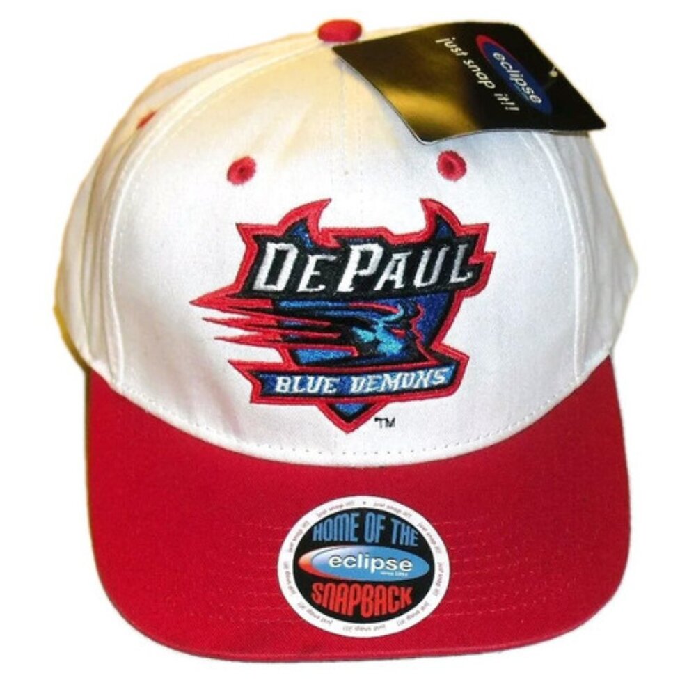 DePaul Blue Demons University Eclipse Mens Snapback hat Cap New Ncaa White Red